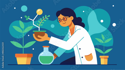 A neurodivergent botanist studying plant genetics and experimenting with cross their passion for plants driving them to push the boundaries of. Vector illustration