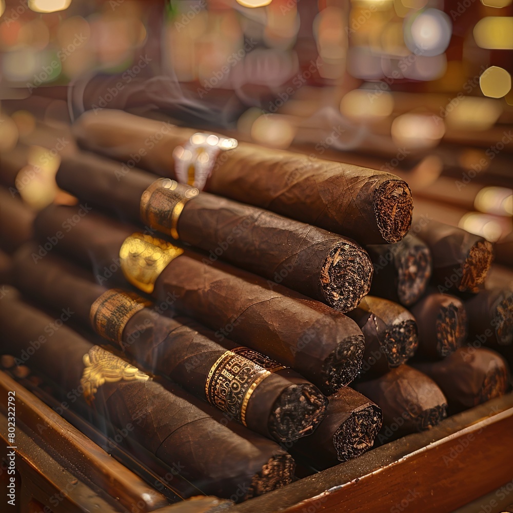 variety of cigars in a luxurious lounge