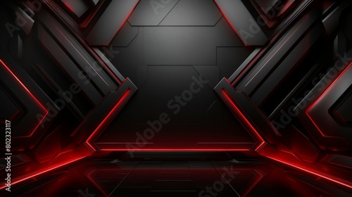 red and black gaming interior, esport broadcast background