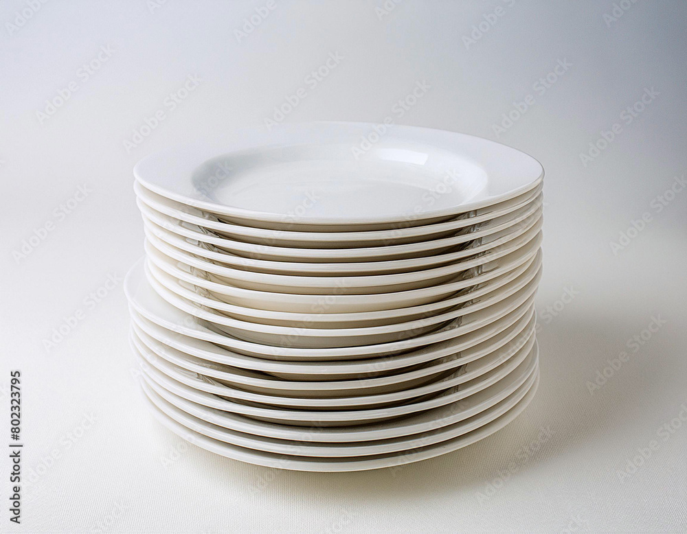 Pile d'assiettes sur fond blanc Pile d'assiettes sur fond blanc