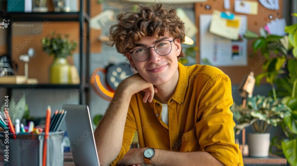 A Young Man at His Desk