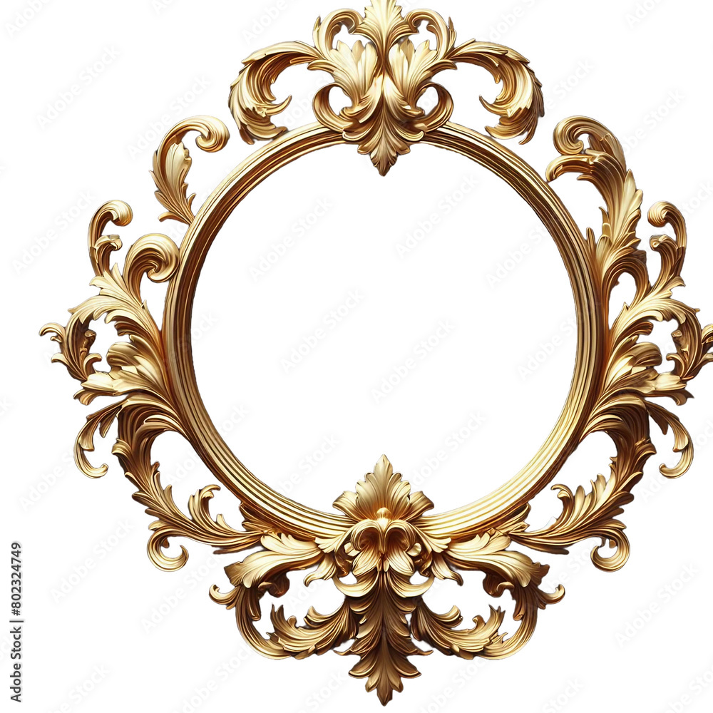 A golden frame isolated on transparent background A golden frame isolated on transparent background