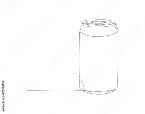 Continuous line drawing of soda aluminum can. One line of aluminum can. Soda refreshing drink concept continuous line art. Editable outline.