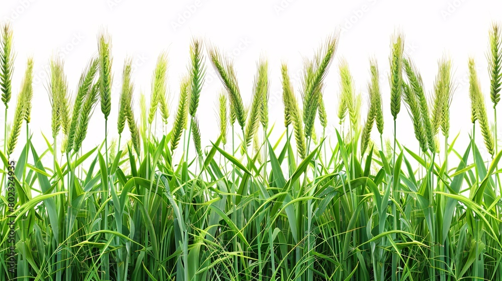 Obraz premium A field of green grass with a white background