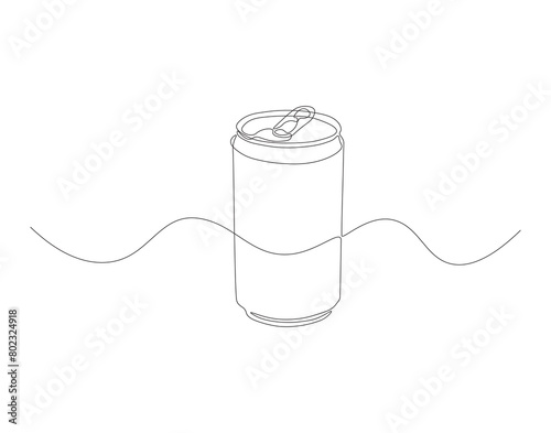 Continuous line drawing of soda aluminum can. One line of aluminum can. Soda refreshing drink concept continuous line art. Editable outline.