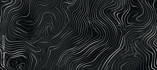 Vector seamless pattern of topographic lines. black and white