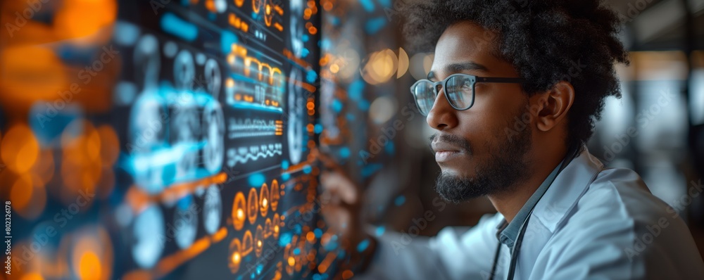 Doctor interacting with futuristic interface
