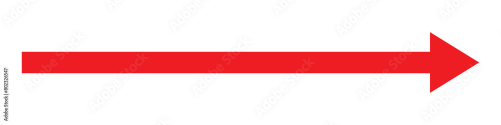  Long arrow icon . Red horizontal single arrow. right red long arrow . Vector illustration.