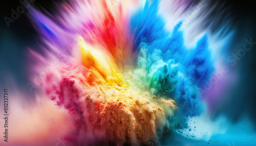 colorful powder explosion, artwork colored 