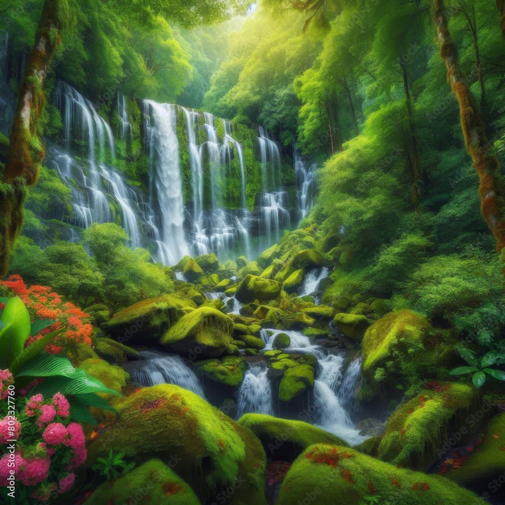 Naklejka premium waterfall in the forest