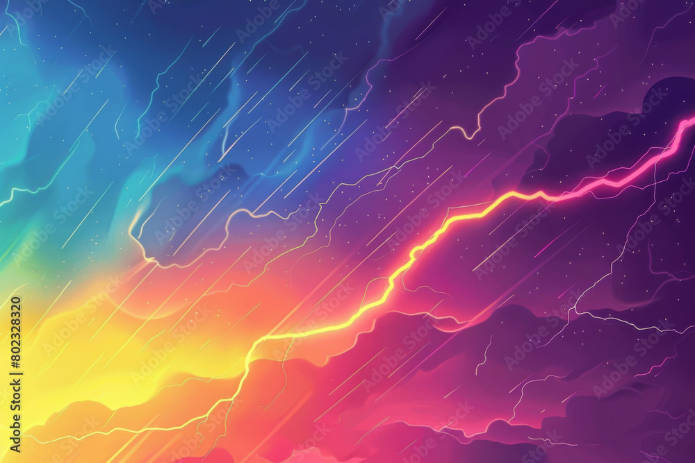 Obraz premium colorful lightning effect rainbow gradient 2d comic style
