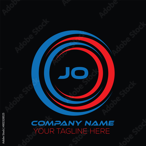 JO letter logo creative design. JO unique design. JO letter logo design on black background.