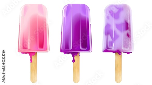   A vibrant collection of icy ice creams in pink and purple tones  the perfect illustration of a summer treat