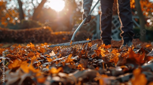 person cleaning leaves
