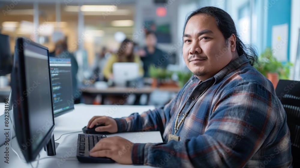 Native American Male Developer at Work Native American Male Developer at Work