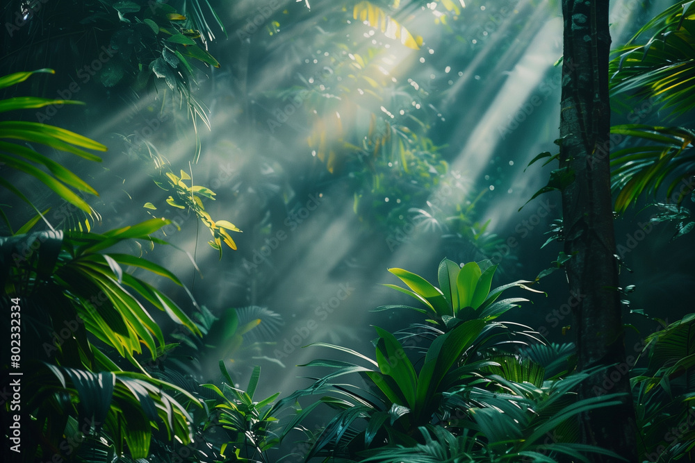 Obraz premium Tropical jungle landscape as a background