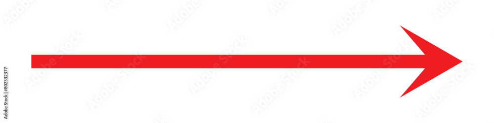 Long arrow icon . Red horizontal single arrow. right red long arrow . Vector illustration. Long arrow icon . Red horizontal single arrow. right red long arrow . Vector illustration.