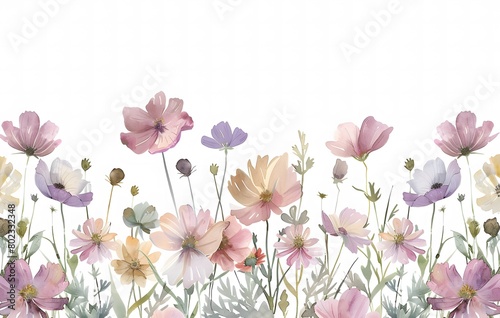 watercolor wildflower border