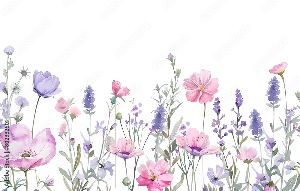 watercolor wildflower border