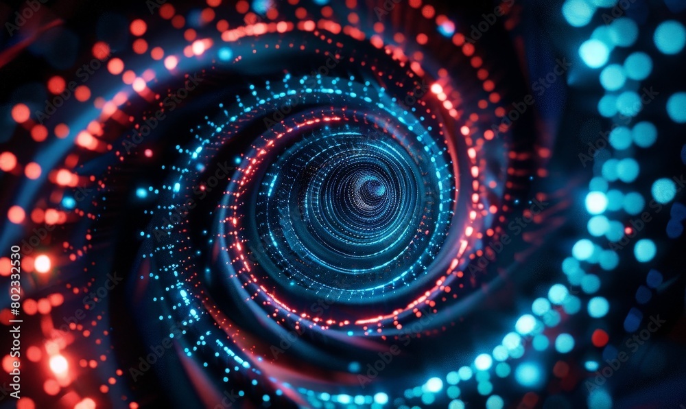 3D rendering of a blue and red glowing spiral.
