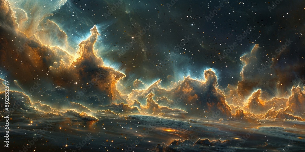 A beautiful space nebula with vibrant colors. A beautiful space nebula with vibrant colors.