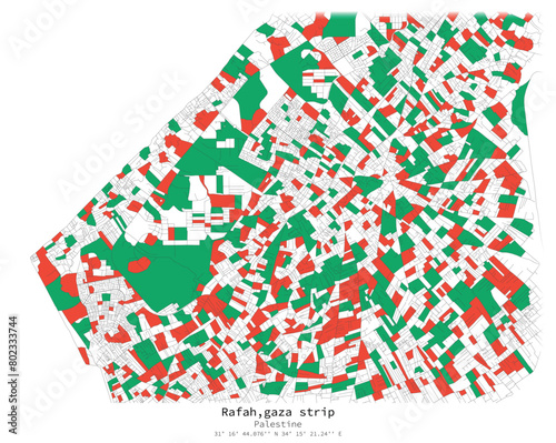 Rafah,Gaza strip, Palestine,Urban detail Streets Roads color Map  ,vector element template image
