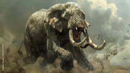 Angry monster elephant scary background wallpaper AI generated image