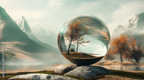 Autumn Trees Encased in a Glass Sphere photo