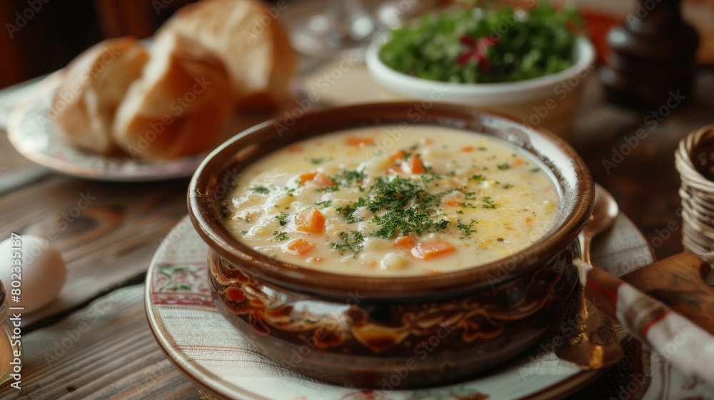 The cuisine of Belarus. Belarusian milk soup. 