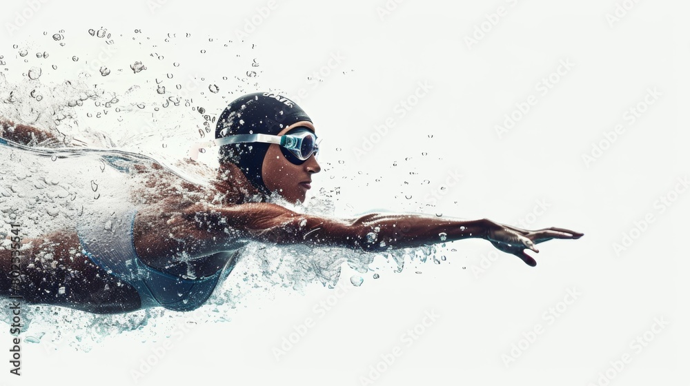 An athlete swimming in water with water splash in pool