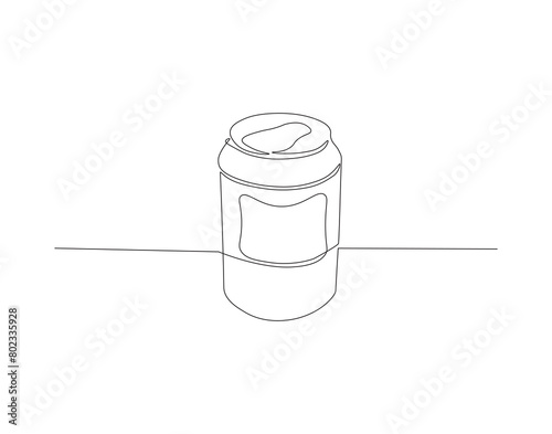 Continuous line drawing of soda aluminum can. One line of aluminum can. Soda refreshing drink concept continuous line art. Editable outline.