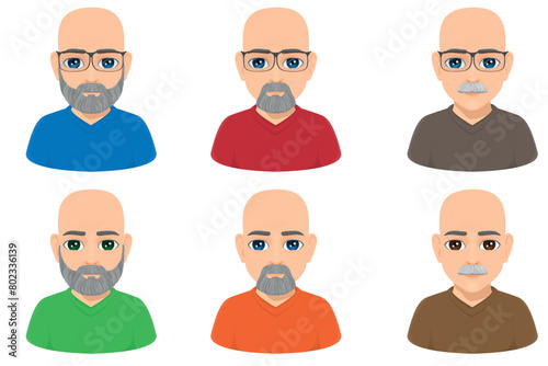 portrait of bald and old man set
