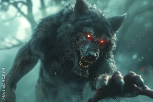 A werewolf with red eyes photo
