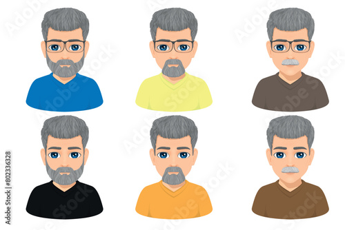 portrait of gray-haired old man set