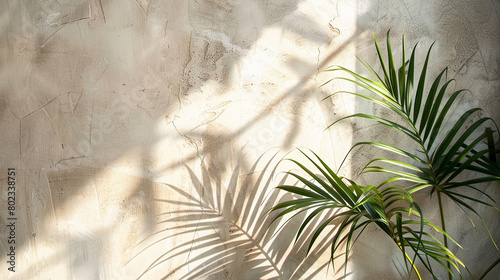 Modern Minimal Tropical Palm Shadow Play - Summer Backdrop