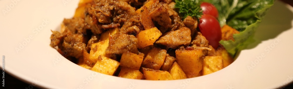 stir-fry beef with chopped potatoes curry dish stir-fry beef with chopped potatoes curry dish