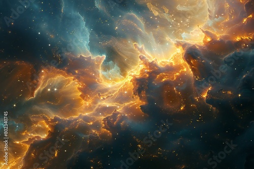 Abstract fractal illustration for creative design looks like galaxies in outer space