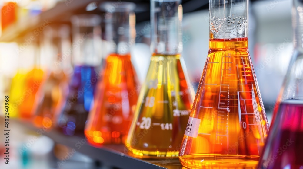 Vibrant Collection of Laboratory Flasks for Scientific Research and Experimentation Vibrant Collection of Laboratory Flasks for Scientific Research and Experimentation