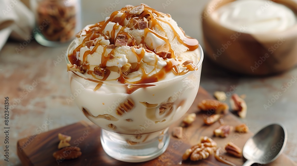 Caramel Ice Cream with Topping Caramel Ice Cream with Topping
