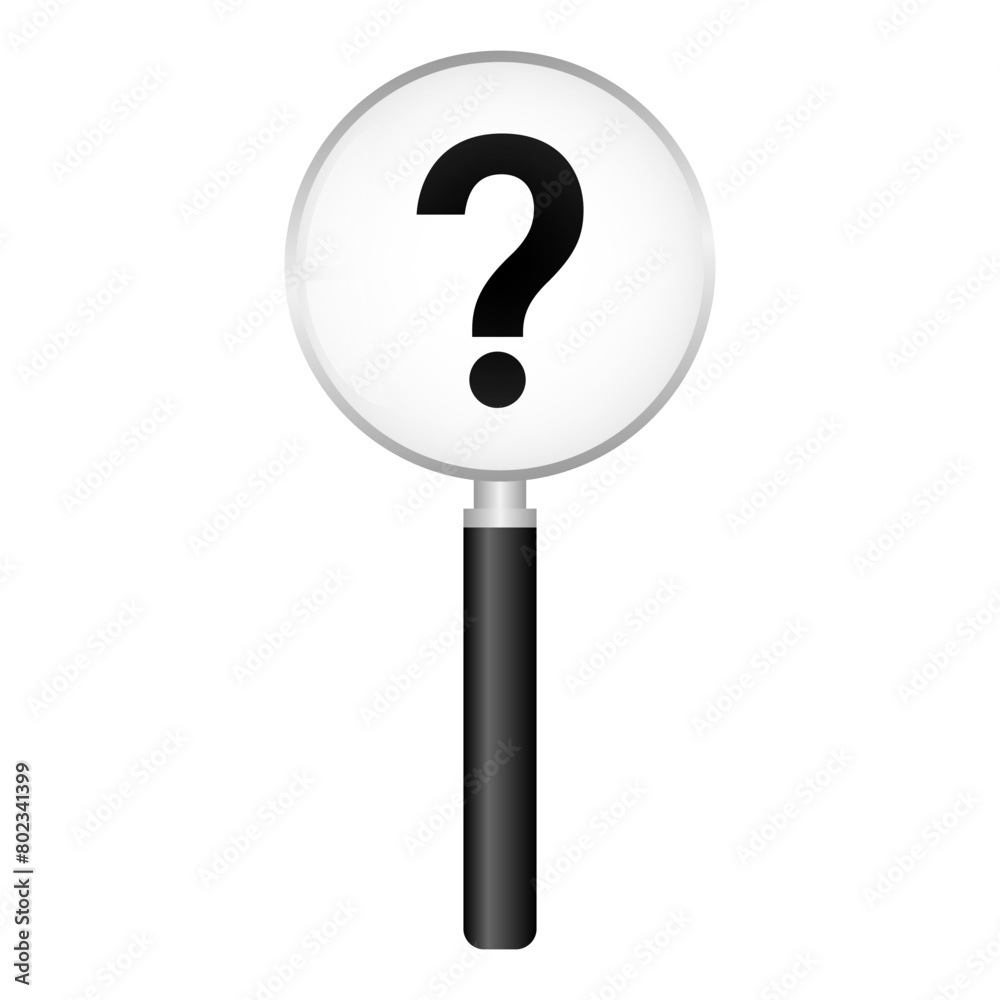 Question Mark with Magnifying Glass. Business Solution Concept. Vector Illustration. Question Mark with Magnifying Glass. Business Solution Concept. Vector Illustration.