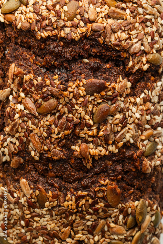 Textured Detail of a Multiseed Rye Bread Crust Textured Detail of a Multiseed Rye Bread Crust