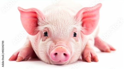 portrait of a cute pig isolated over white background