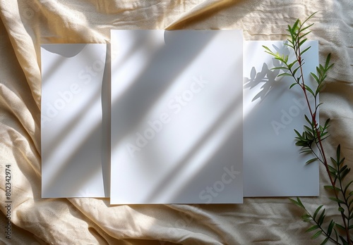 blank sheets on a beautiful beige background