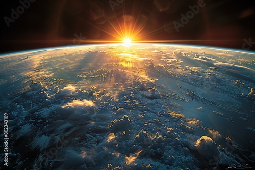 Sunrise over planet Earth,  Elements of this image furnished by NASA photo