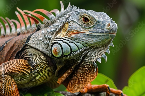 Close up of a green iguana  Iguana iguana 