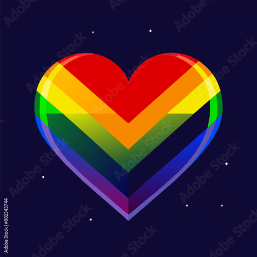 Vibrant 3d abstract rainbow heart symbolizing love. Diversity. And equality for the lgbtq community. Including gay. Lesbian. Bisexual. Transgender. And queer individuals. Promoting support. Acceptance