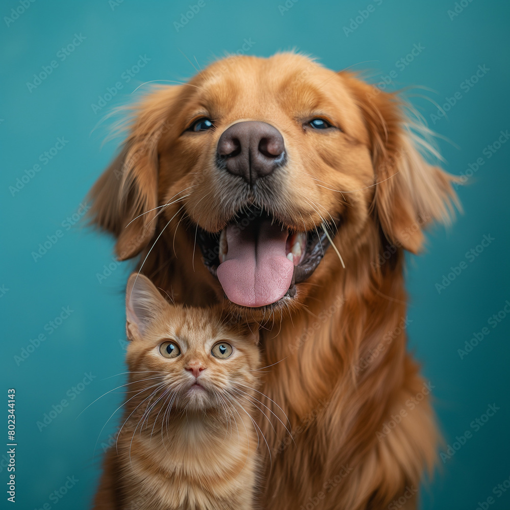 Photos of very cute Happy and Joyful dogs and cats against a visually soothing backdrop.