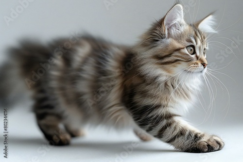 Siberian kitten, siberian breed, on white background © Quan