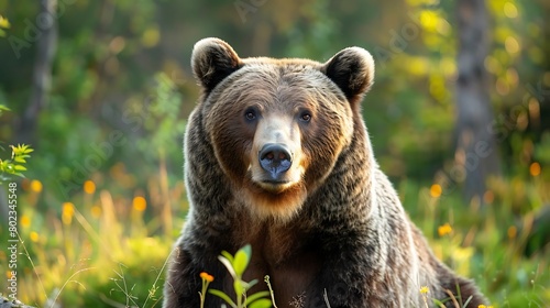 Large carpathian brown bear portrait photo