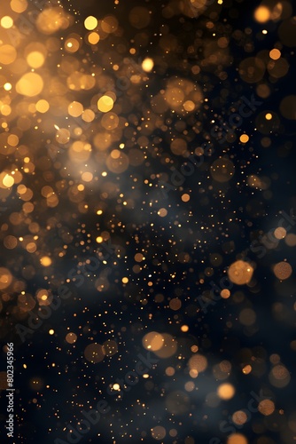 A luxurious bokeh background with black and gold colors and glitter effect.
